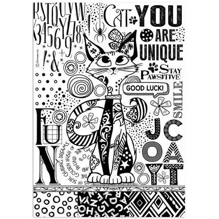A4 Rice paper pack - Furry Friends cat one color print