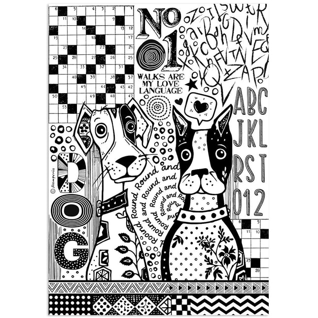 A4 Rice paper pack - Furry Friends dogs one color print