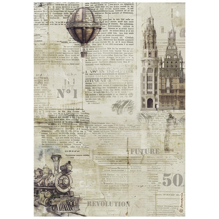 A4 Rice paper pack - Voyages Fantastiques sepia background