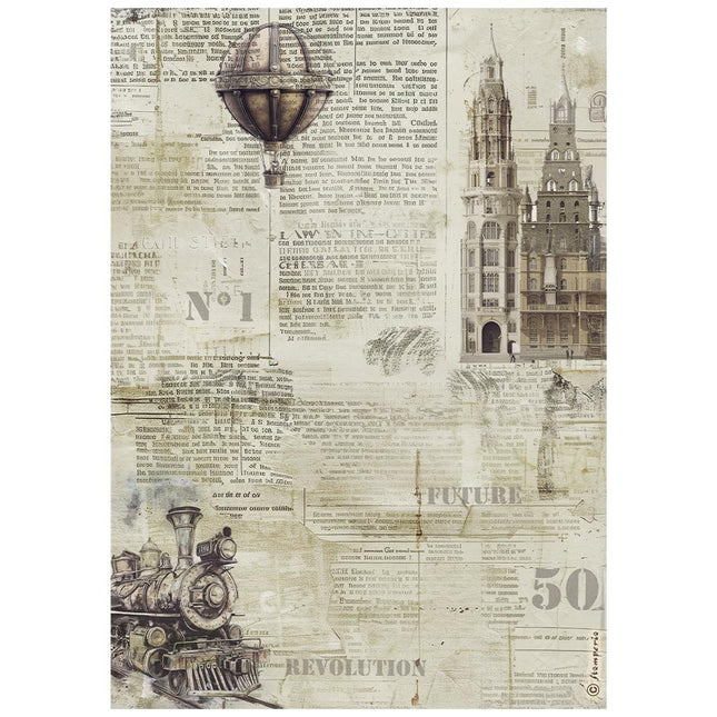 A4 Rice paper pack - Voyages Fantastiques sepia background