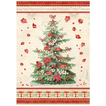 Printed A4 Rice paper for Art and Craft - Classic Christmas tree
