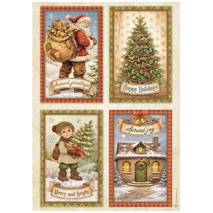 Printed A4 Rice paper for Art and Craft - Silent Night 4 cards