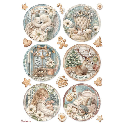 Printed A4 Rice paper for Art and Craft - White Christmas 6 rounds