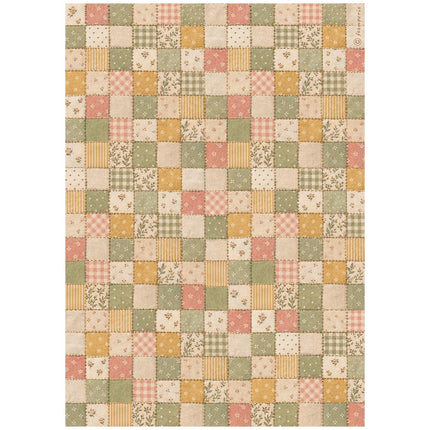 Printed A4 Rice paper for Art and Craft - Cozy Family fabric