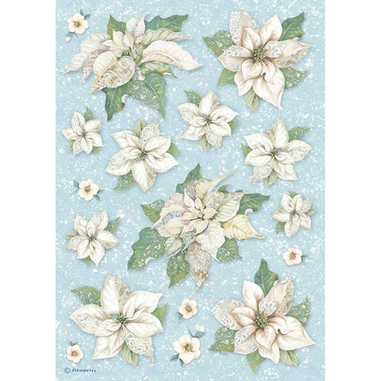A4 Rice paper packed Poinsettia texture