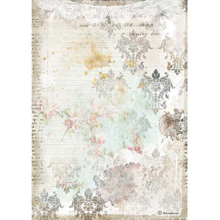 A4 Rice paper packed - Romantic Journal texture with lace