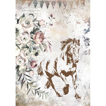 A4 Rice paper packed - Romantic Horses running horse