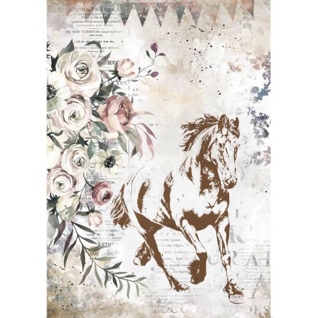 A4 Rice paper packed - Romantic Horses running horse