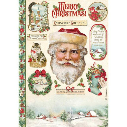 A4 Rice paper packed - Classic Christmas Santa Claus