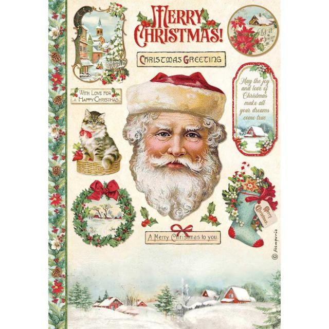 A4 Rice paper packed - Classic Christmas Santa Claus