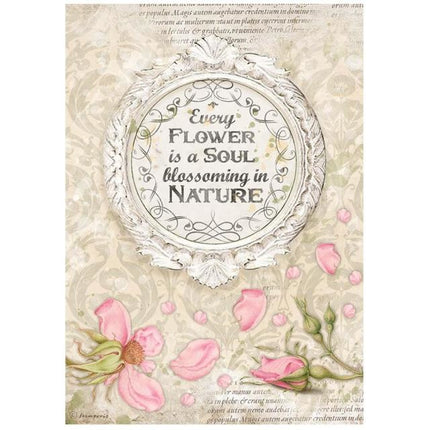 A4 Rice paper packed - Romantic Garden House frame with quote