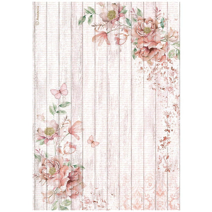 A4 Rice paper packed - Roseland corners with roses