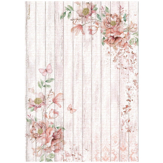 A4 Rice paper packed - Roseland corners with roses