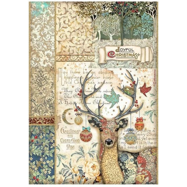 A4 Rice paper packed - Christmas Greetings deer