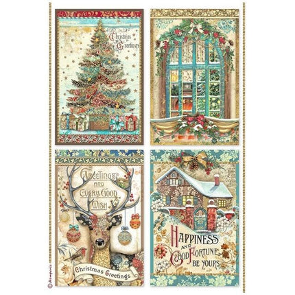 A4 Rice paper packed - Christmas Greetings 4 cards