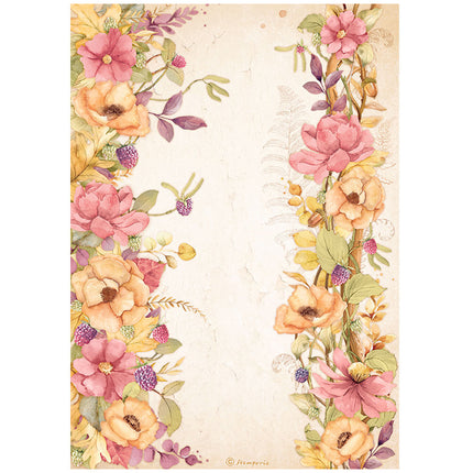 A4 Rice paper packed - Woodland floral borders