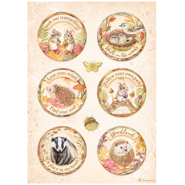 A4 Rice paper packed - Woodland rounds