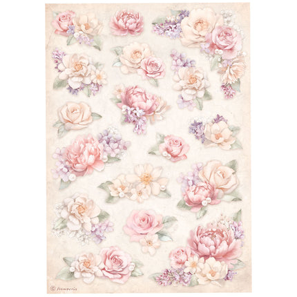 A4 Rice paper packed - Romance Forever floral background