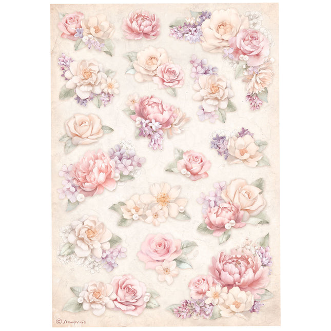 A4 Rice paper packed - Romance Forever floral background