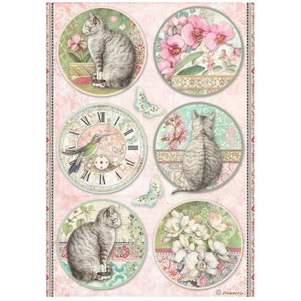 A4 Rice paper pack - Orchids and Cats 6 rounds
