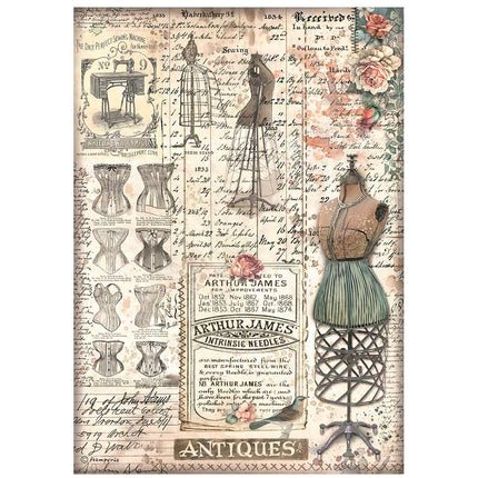 A4 Rice paper pack - Brocante Antiques mannequin