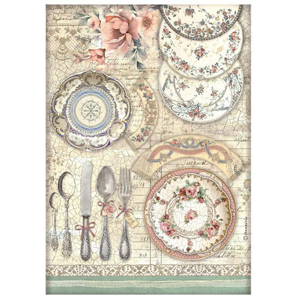 A4 Rice paper pack - Brocante Antiques ceramic plates