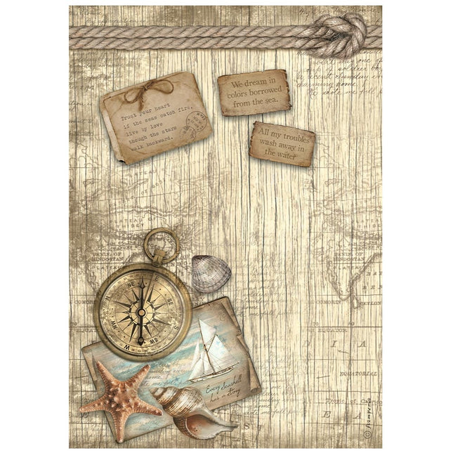 A4 Rice paper pack - Sea Land compass