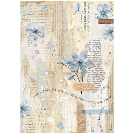 A4 Rice paper pack - Create Happiness Secret Diary blue flower