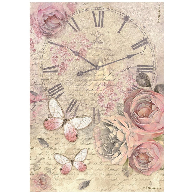 A4 Rice paper packed - Shabby Rose clock