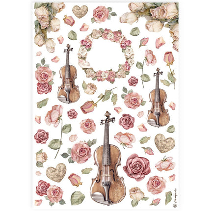 A4 Rice Paper Pack - Violins and Roses