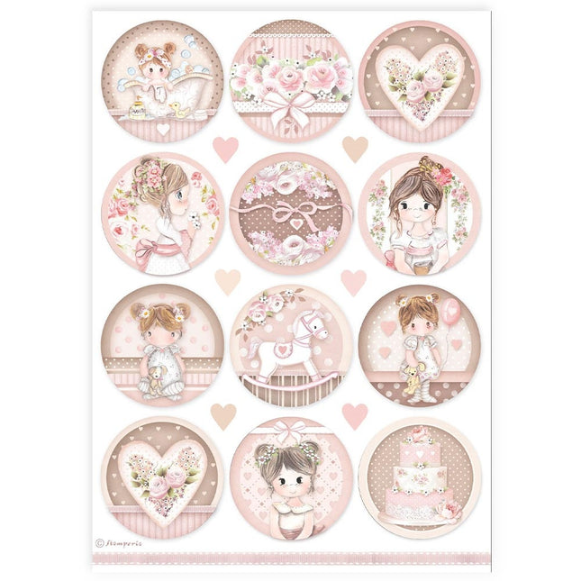 A4 Rice Paper Pack - Baby Girl Rounds