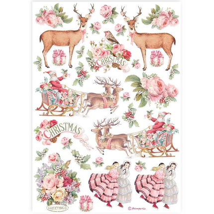 A4 Rice paper packed - Pink Christmas
