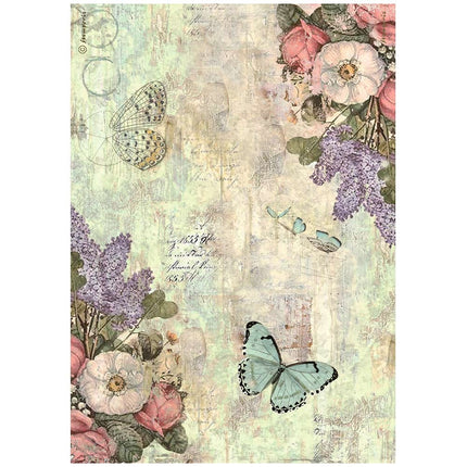 A4 Rice paper packed - Wonderland flowers and butterflies