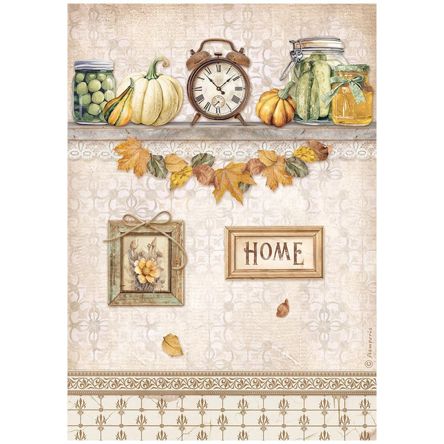A4 Rice paper pack - Golden Harmony clock and pumpkins