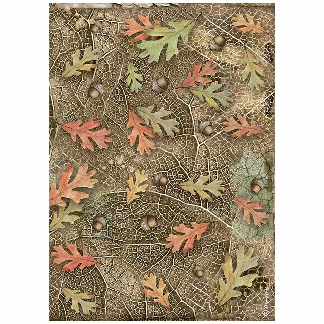 A4 Rice paper pack - Forest acorns and leaves