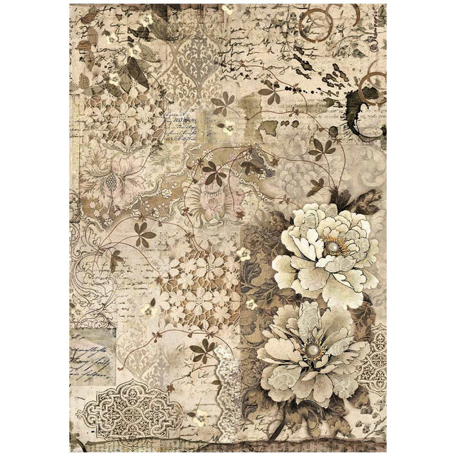 A4 Rice paper packed - Old Lace flower and laces