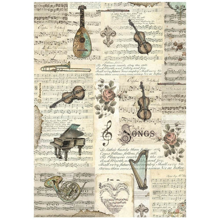 A4 Rice paper pack - Music instruments