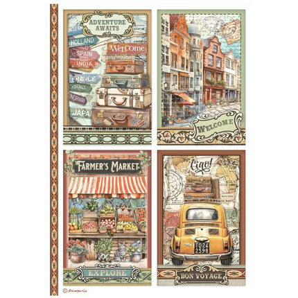 A4 Rice paper pack - Art of Travelling 4 cards