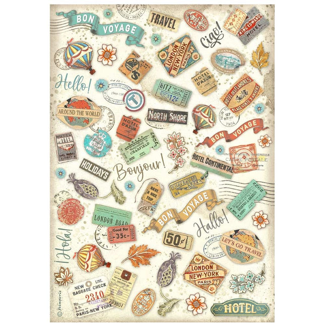A4 Rice paper packed - Art of Travelling labels