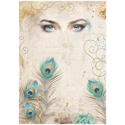 A4 Rice paper pack - Masquerade eyes and feathers