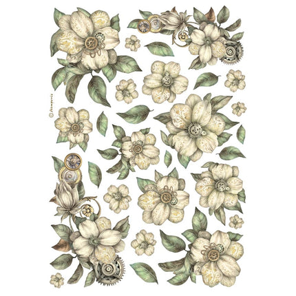 A4 Rice paper pack - White Flowers