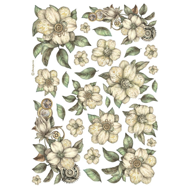 A4 Rice paper pack - White Flowers