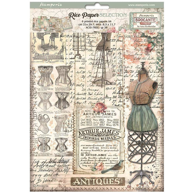 Selection of 6 Rice papers A4 - Brocante Antiques