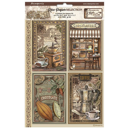 Selection 6 Rice paper A4 - Coffee and Chocolate