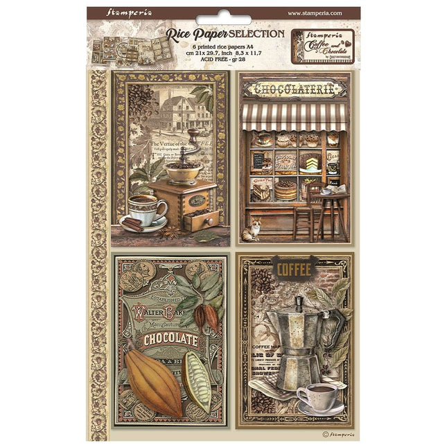 Selection 6 Rice paper A4 - Coffee and Chocolate