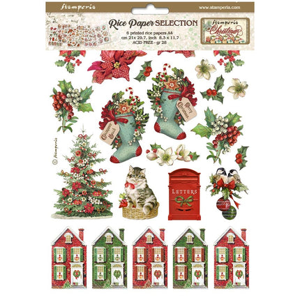 Selection 6 Rice paper A4 - Classic Christmas