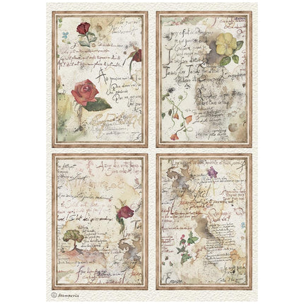 Printed 6 Rice paper A4 selection for Art and Craft - Flowers and Poems