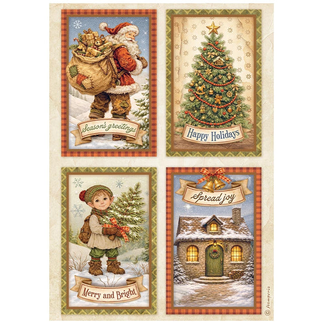 Printed 6 Rice paper A4 selection for Art and Craft - Silent Night 