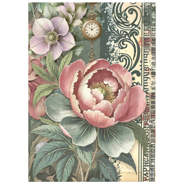 Printed Mini Rice paper A6 8 sheets for Art and Craft - Gardens of Time