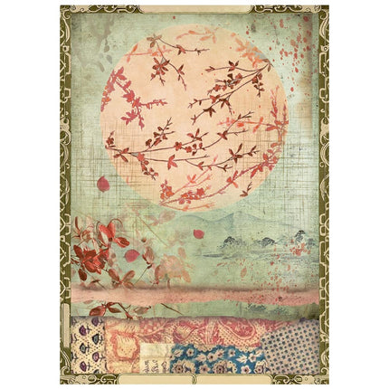 Printed Mini Rice paper A6 8 sheets for Art and Craft - Oriental Garden 